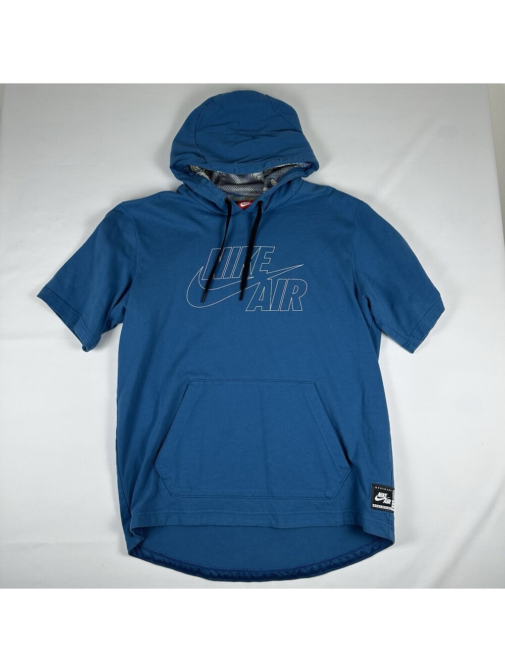 Nike Air Mens Large Blue Short Sleeve Hooded T-Shirt 100% Cotton Streetwear